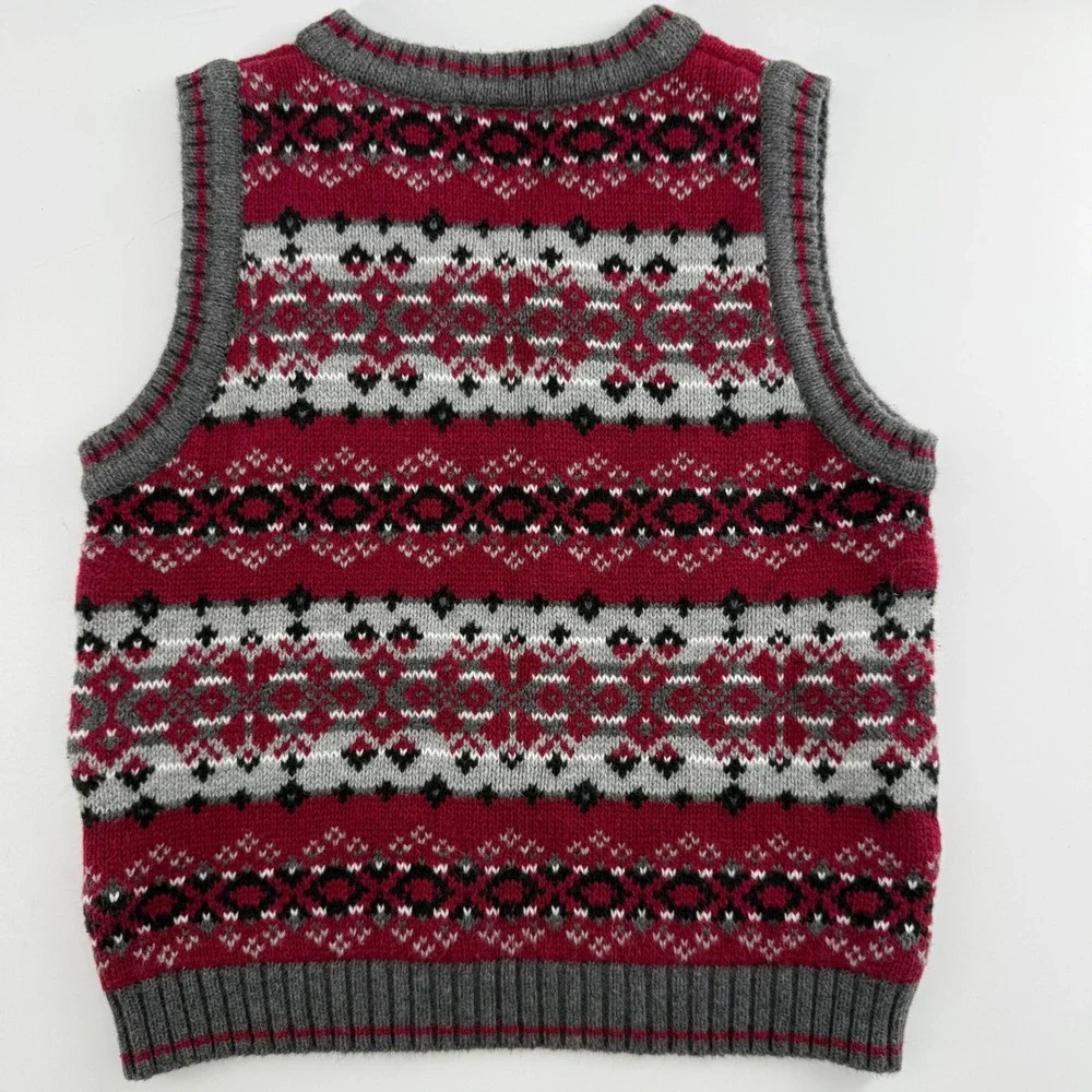 Gymboree‎ Kids 12-18M Sweater Vest Red Fair Isle Vintage Knit Holiday Preppy EUC